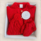 Cotton Socks - Kötött 3 Részes Babaszett - Piros