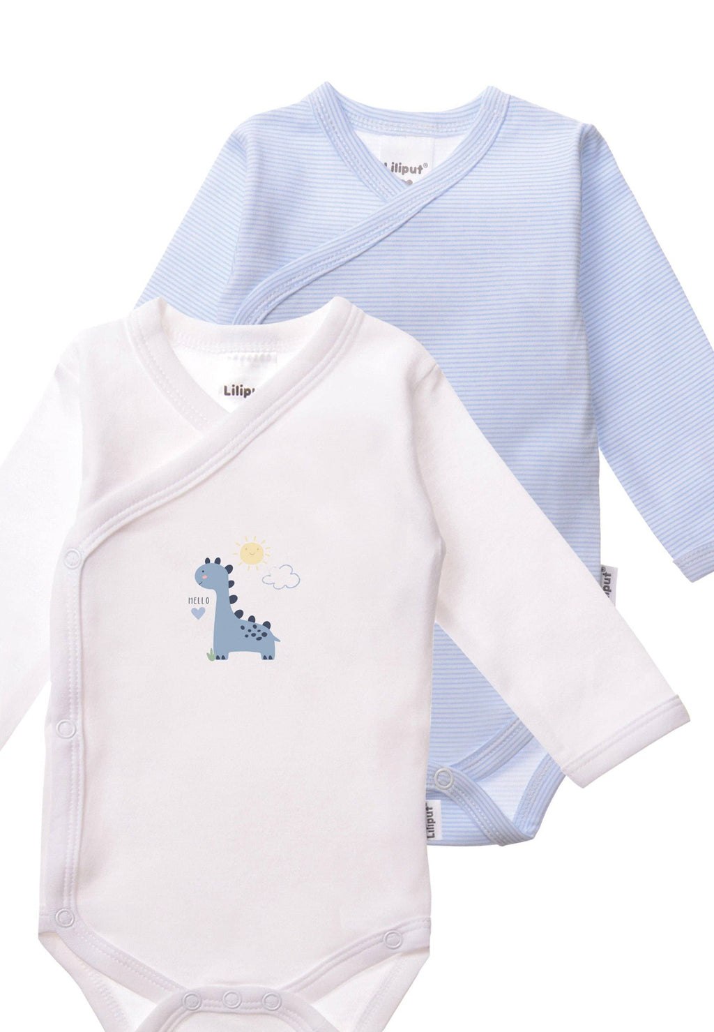 Liliput - Hosszú Ujjú Body Szett - 2 db (fehér dínós, világoskék)