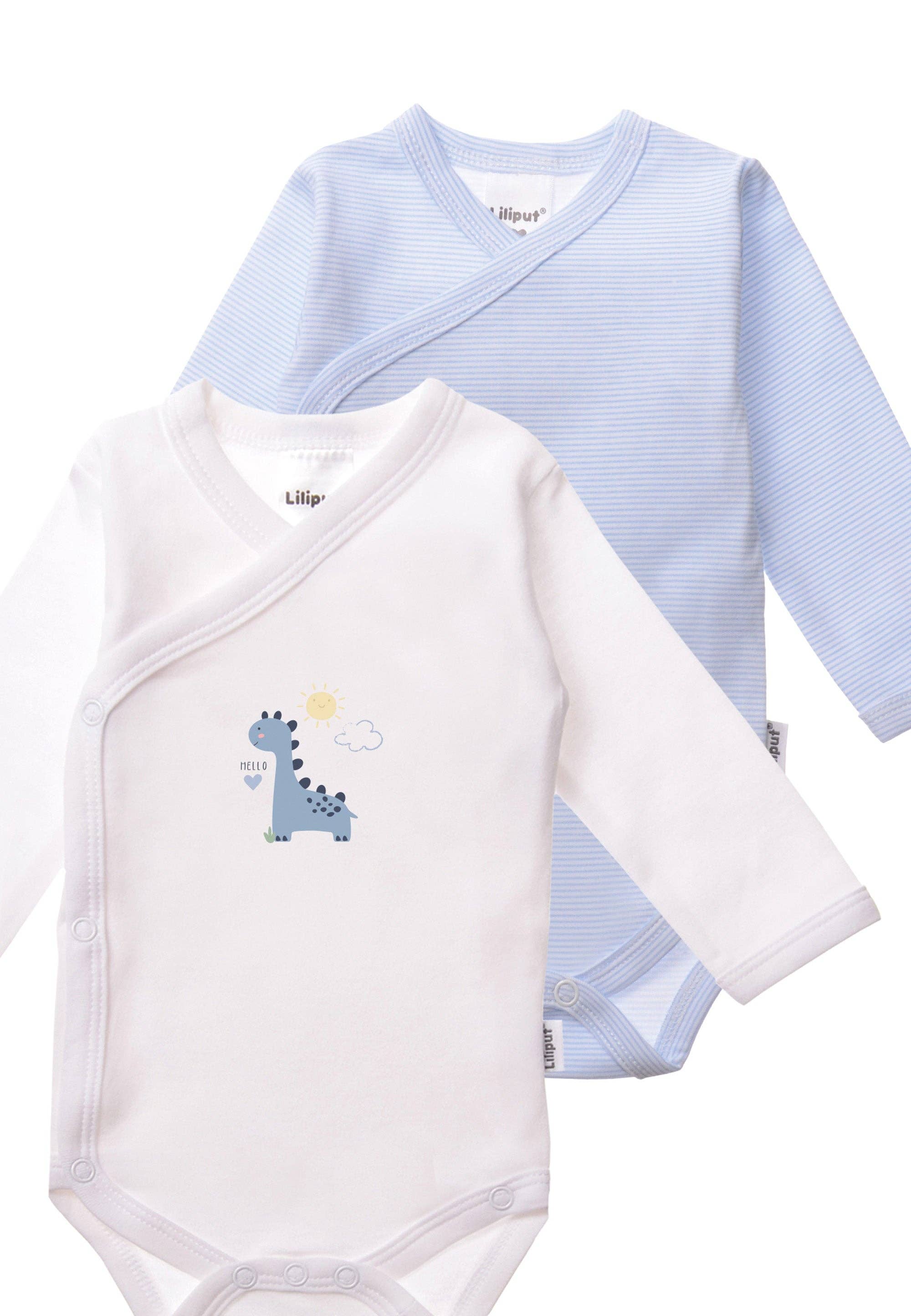 Liliput - Hosszú Ujjú Body Szett - 2 db (dínómintás fehér, világoskék)