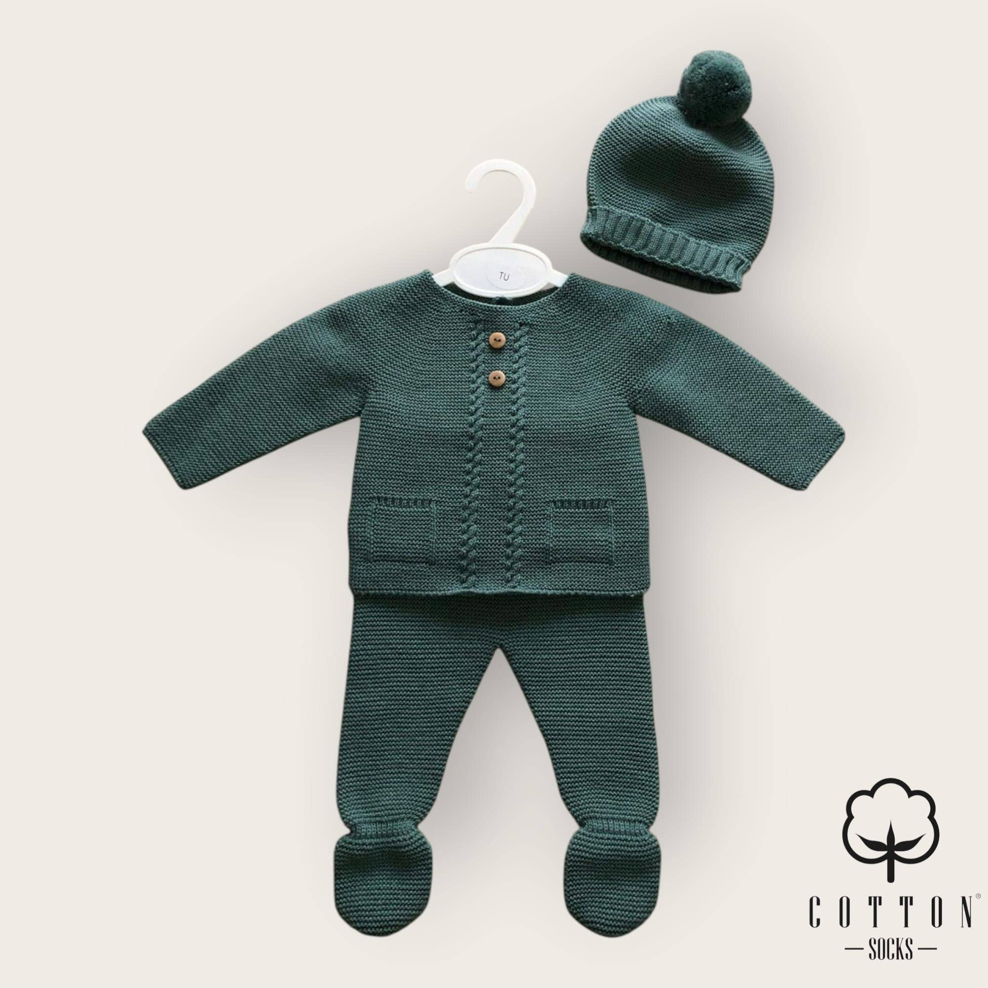 Cotton Socks - Kötött Két Részes Babaszett - Zöld