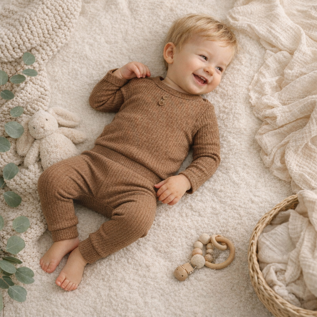 Annie & Charles - Organikus pamut babaruha szett: barna