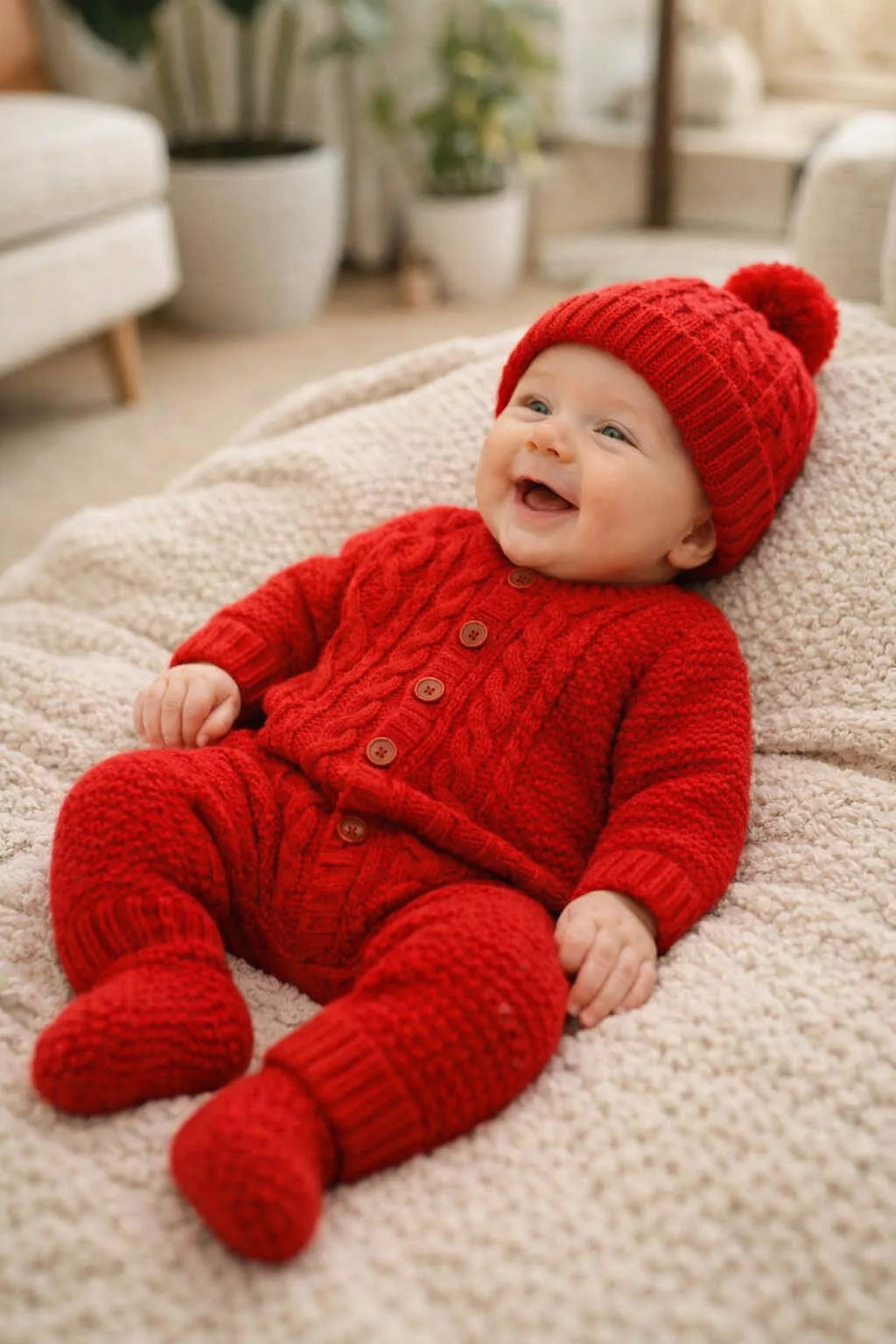 Cotton Socks - Kötött 3 Részes Babaszett - Piros