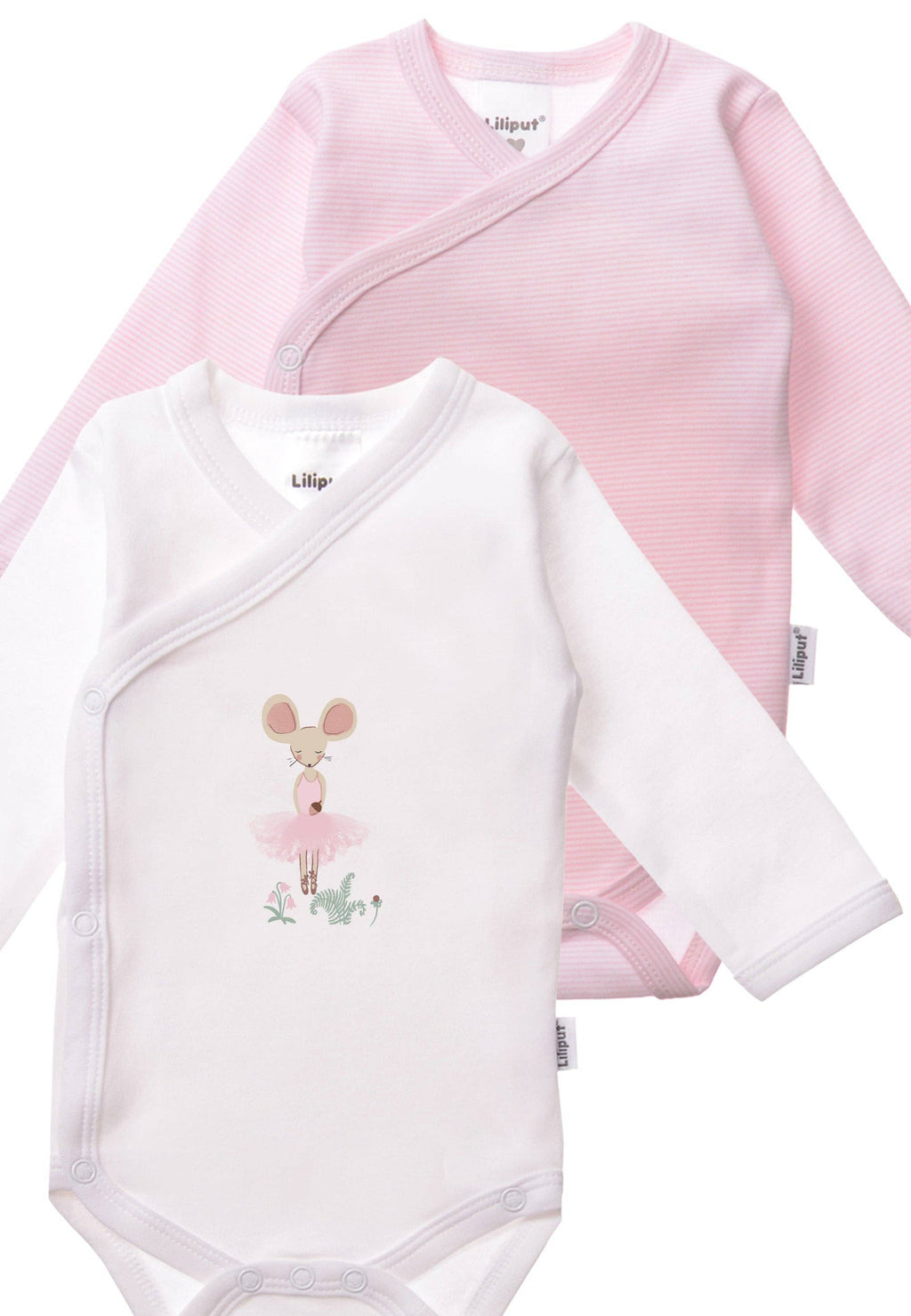 Liliput - Hosszú Ujjú Body Szett - 2 db (egeres fehér, rózsaszín)