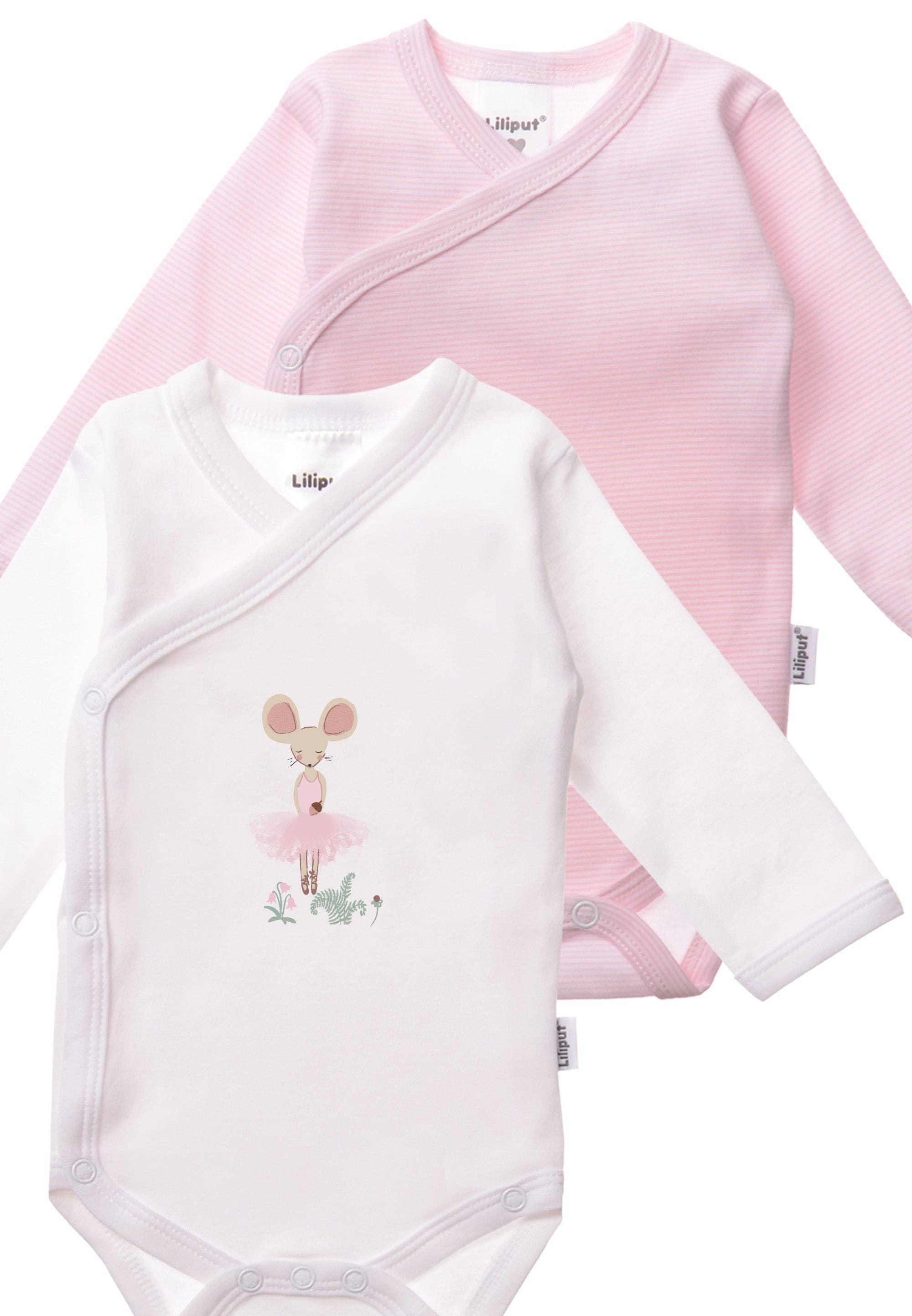 Liliput - Hosszú Ujjú Body Szett - 2 db (egeres fehér, rózsaszín)