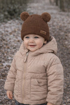 Ander - TEDDY 100% Merinói Gyapjú Babasapka Pompommal - Barna