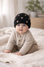 Ander - 100% Merinói Gyapjú Maci Mintás Sapka - Fekete