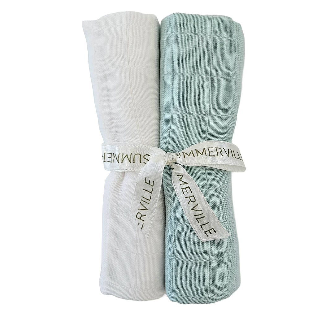 Summerville Organic - Muszlin Pelenkaszett (2 db) – Kék és Fehér