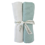 Summerville Organic - Muszlin Pelenkaszett (2 db) – Kék és Fehér