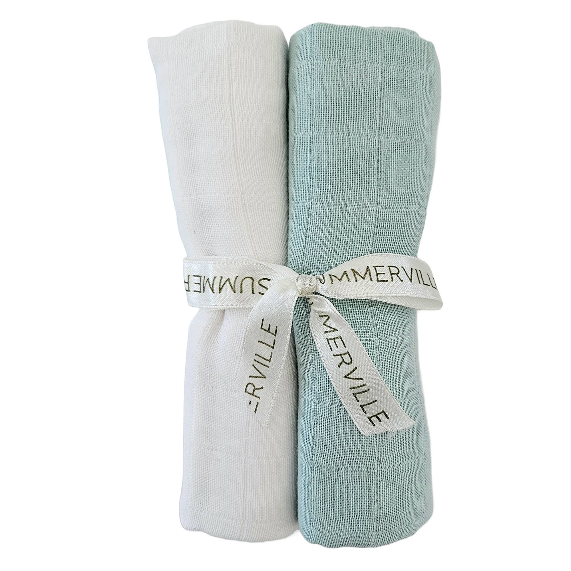 Summerville Organic - Muszlin Pelenkaszett (2 db) – Kék és Fehér