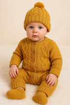 Cotton Socks - Kötött 3 Részes Babaszett - Mustársárga