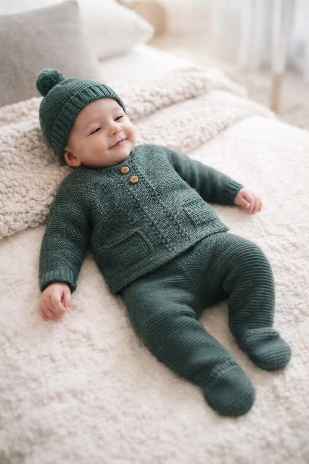 Cotton Socks - Kötött Két Részes Babaszett - Zöld