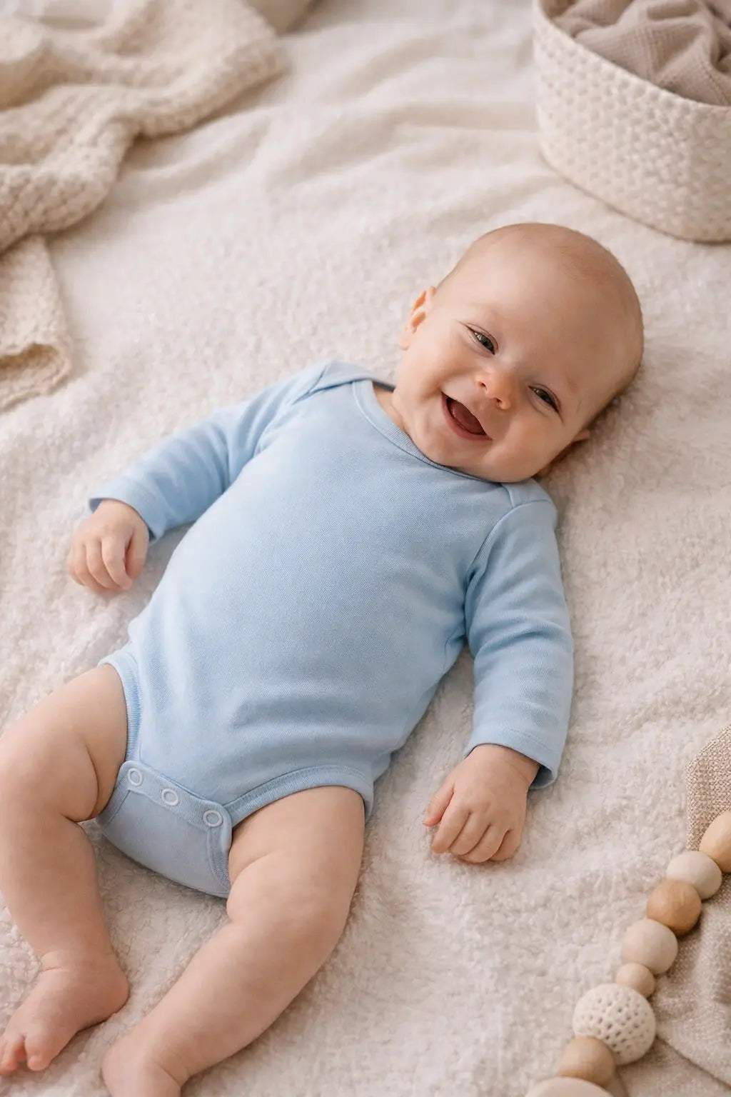 Cotton Socks - Hosszú Ujjú Body 100% Pamut - Babakék