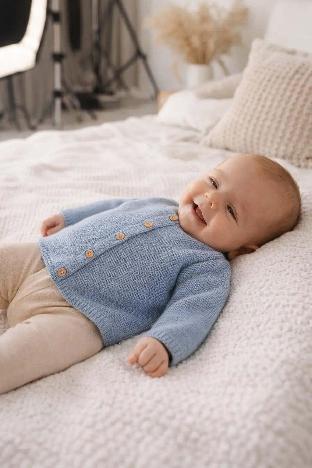 Cotton Socks - Kötött Pamut Babakardigán - Kobalt