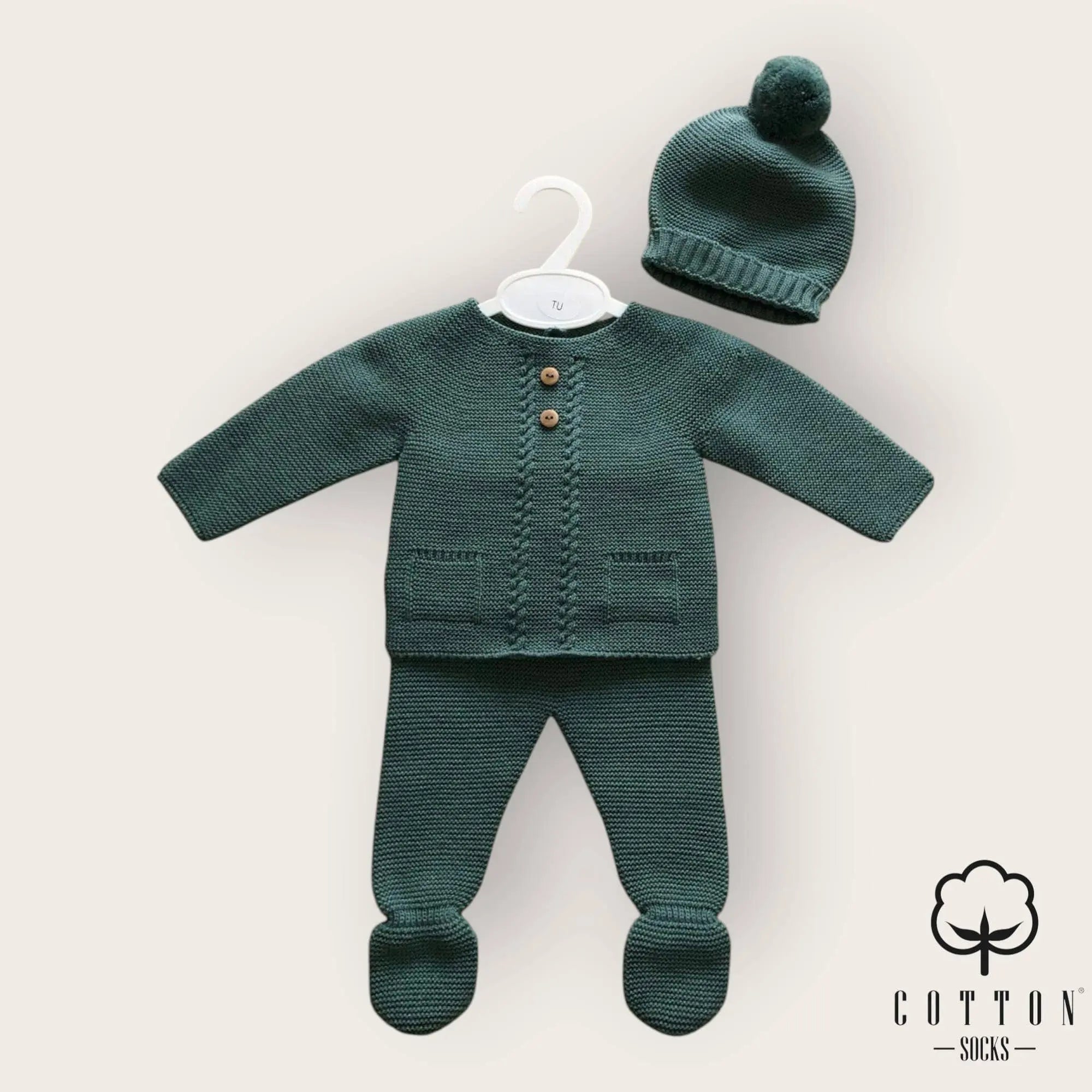 Cotton Socks - Kötött Két Részes Babaszett - Zöld