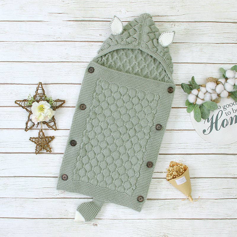 Annie & Charles - kötött bundazsák: Mentazöld / polár béléssel