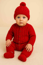 Cotton Socks - Kötött 3 Részes Babaszett - Piros