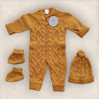 Cotton Socks - Kötött 3 Részes Babaszett - Mustársárga