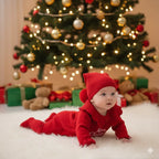 Omnis Pura - KÜLÖNLEGES 5 Részes Karácsonyi Kézzel Kötött Ünnepi Szett - 0-3 hónap